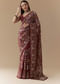 Maroon Tissue Organza Resham Work Saree with Unstitched Blouse