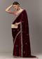 Maroon Saree In Velvet With Brocade Embroidered Blouse