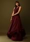 Maroon Gown With Ruched Bodice And Fancy Ruffled Hem