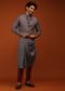 Maroon Nehru Jacket And Kurta Set In Ajrak And Chevron Print, Matching Print Kurta In Full Sleeves