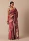 Maroon Tussar Silk Saree With Cutwork Scallop Border And Unstitched Blouse Piece