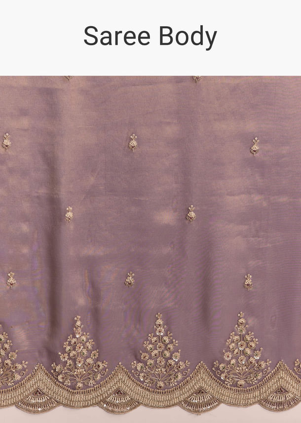 Mauve Tissue Embroidered Saree With Sequin And Stone Work