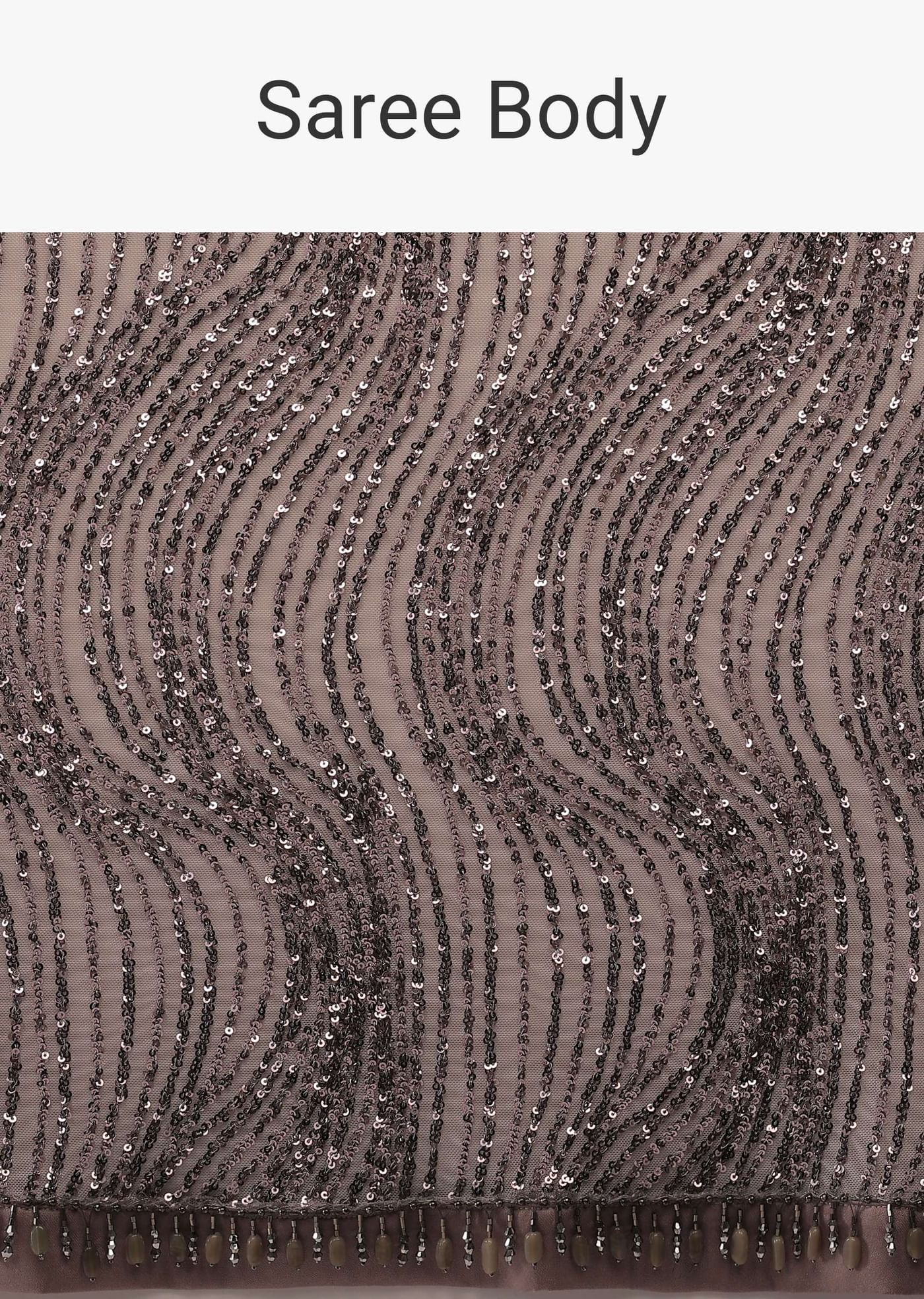Mauve Purple Satin Saree In Sequins Embroidery With A Crop Top In Full Sleeves And A Round Neckline