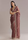 Mauve Silk Saree With Bead And Cutdana Embroidery