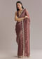 Mauve Silk Saree With Bead And Cutdana Embroidery