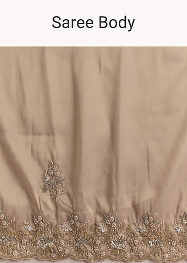 Mauve Tissue Saree With Scallop Border And Stone Embroidery