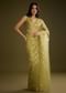 Mehandi Green Tissue Saree With Sequin Floral Embroidery
