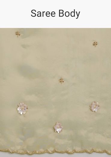 Mehandi Green Tissue Saree With Sequin Floral Embroidery