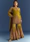 Mehendi Green Crepe Printed Kurta With Printed Sharara And Chinon Dupatta