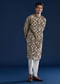 Mehendi Green Foil Work Mens Kurta and Pant Set
