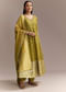 Mehendi Green Jacquard Anarkali Suit With Woven Brocade Dupatta