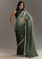 Mehendi Green Ombre Crushed Tissue Saree With Scallop Border