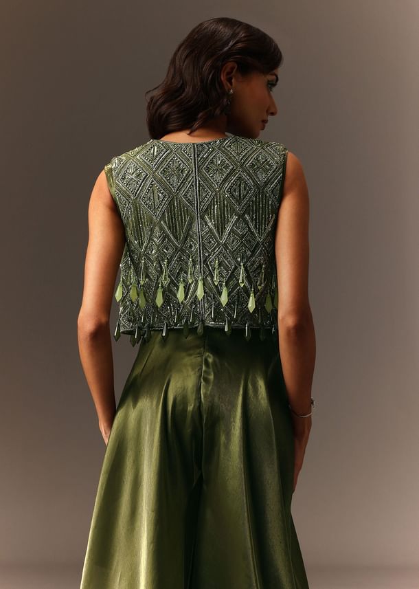 Mehendi Green Embroidered Jumpsuit