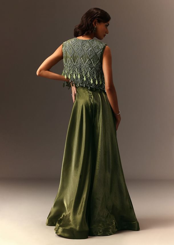 Mehendi Green Embroidered Jumpsuit