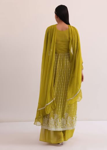 Mehendi Green Embroidered Palazzo Set
