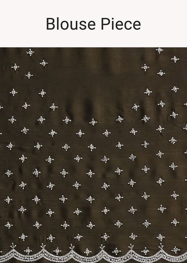 Mehendi Green Saree In Satin Chinon With Scallop Stone Work Border And Unstitched Blouse Piece