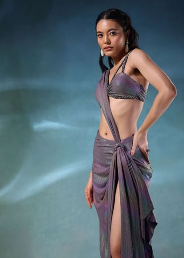 Mermaid Metallic Skirt And Top In Knit