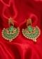 Metal Coated Green Chandbali Earring Adorn With Crystal Beads Online - Kalki Fashion