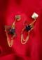 Metal Coated Party Earring With Encaged Amethyst Stone Online - Kalki Fashion