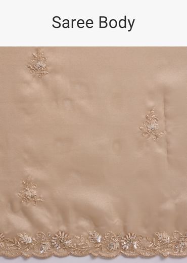 Metallic Gold Organza Tissue Saree With Cutdana And Bead Embroidery