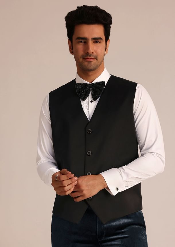 Metallic Grey Velvet Suit With Zardosi Detailing