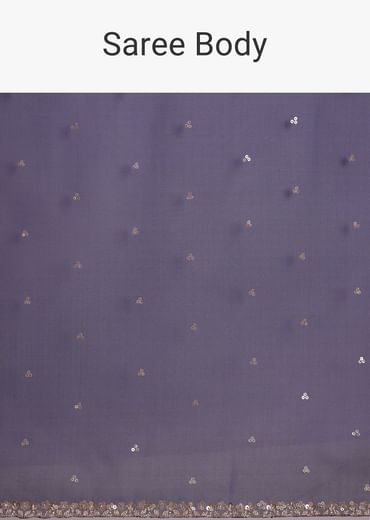 Midnight Blue Glass Tissue Saree With Cutdana And Sequins Scallop Border