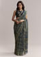 Midnight Blue Linen Printed Saree With Traditional Ajrakh Print