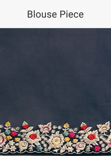 Midnight Blue Saree With Parsi Gara Work