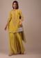 Daffodil Yellow Printed Sharara Suit With Stonework In Crepe