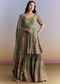 Mint Green Crepe Sharara Suit With Indie Print And Stone Work