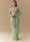 Mint Green Cutwork Embellished Saree with Unstitched Blouse