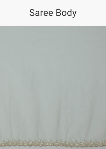 Mint Green Cutwork Embellished Saree with Unstitched Blouse