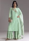 Mint Green Silk Kurta Sharara Set With Gotta Work