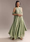 Mint Green Tissue Anarkali Suit With Cutdana And Beads Embroidery