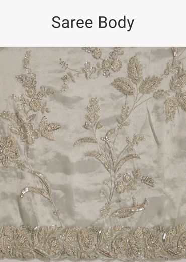 Mint Green Tissue Saree With Heavily Embroidered Finish