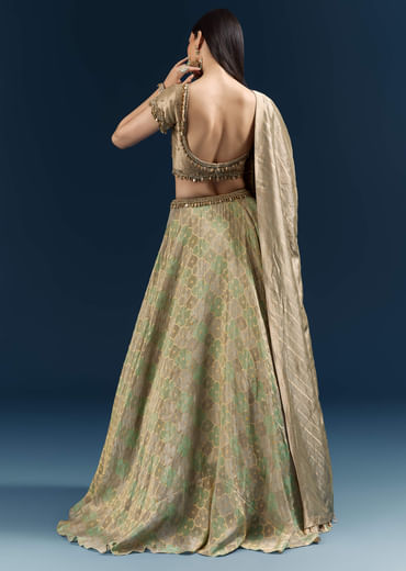 Mint Green Silk Bridesmaid Lehenga With Heavy Embroidery