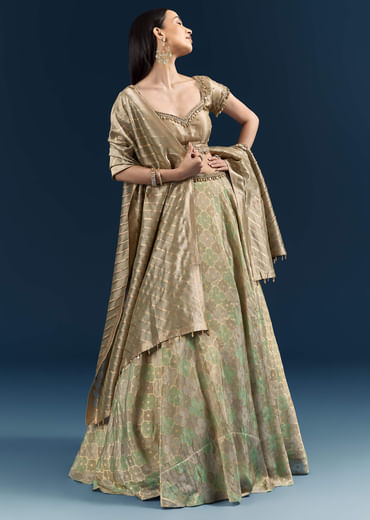 Mint Green Silk Bridesmaid Lehenga With Heavy Embroidery