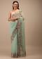 Mist Green Organza Saree In Multi-Color Resham Work Embroidery Detailing On The Border,