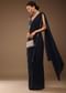 Mood Indigo Blue Ready-Pleated Saree With A Crop Top In Sequins Embroidery Corset Neckline With A Tie-Up Tassel Dori At The Back