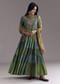 Multi Color Printed Chanderi Anarkali With Stitch Work
