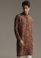 Multi Colour Silk Designer Kurta For Men With Paisley And Floral Print