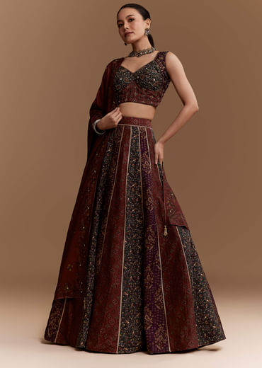 Multi Silk Bridesmaid Lehenga Set with Cutdana Embroidery Multi Silk Bridesmaid Lehenga Set with Cutdana Embroidery