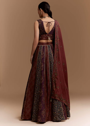 Multi Silk Bridesmaid Lehenga Set with Cutdana Embroidery Multi Silk Bridesmaid Lehenga Set with Cutdana Embroidery
