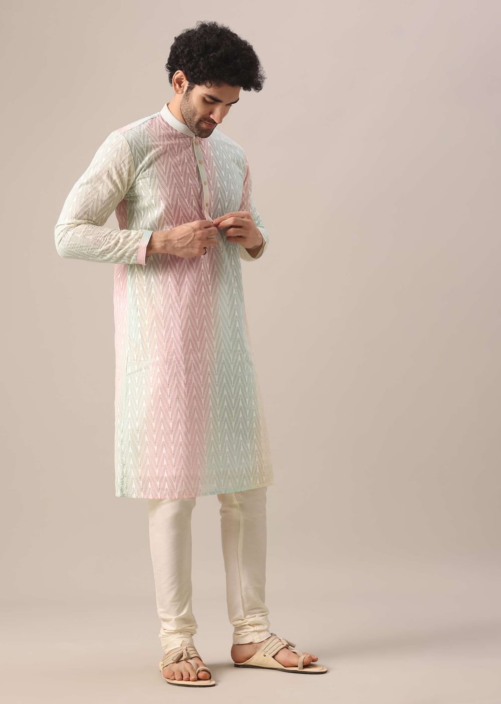 Multi Color Lucknowi Kurta Set With Sequin Work