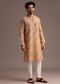 Multi Coloured Silk Kurta And Pant In Schiffli Work