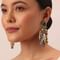 Multi Color Oversized Fusion Danglers With Bead Drops And Meenakari Work