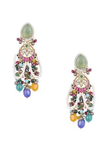 Multi Statement Danglers With Bead Drops And Meenakari Work