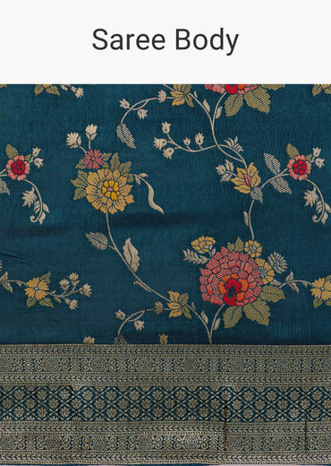 Multicolor Dola Silk Floral Jaal Woven Saree