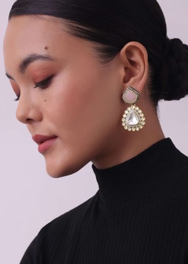 Multicolor Choker And Earring Set In Two Tone Finish