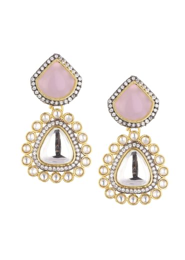 Multicolor Choker And Earring Set In Two Tone Finish